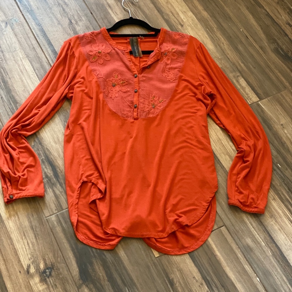 Aratta Popover Rust Orange Brick Red Tunic M